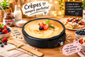 Crêpes maker con spatola e rullo in legno