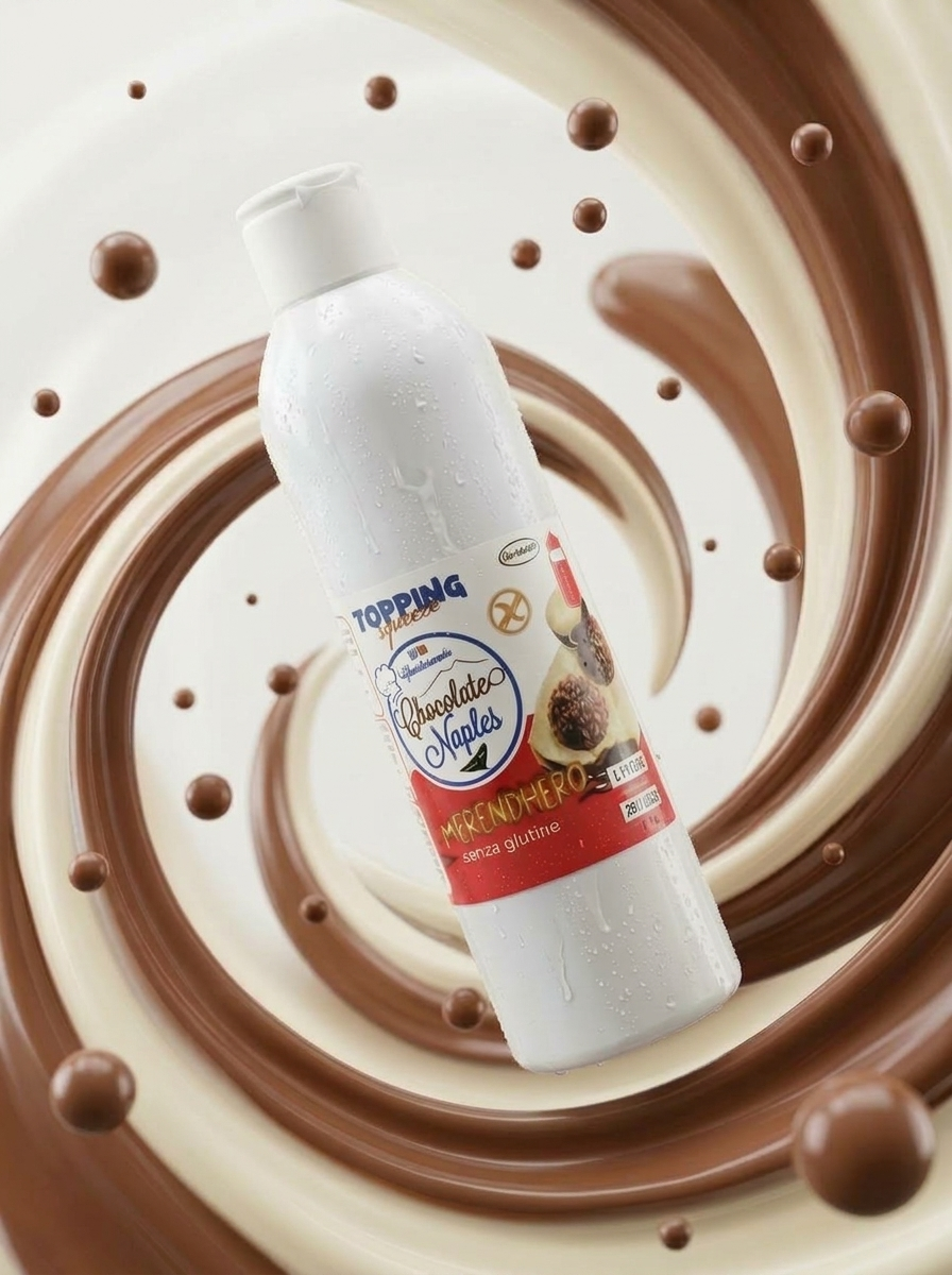 Topping Merendero Chocolate Naples - Bottiglia squeeze latte e cacao