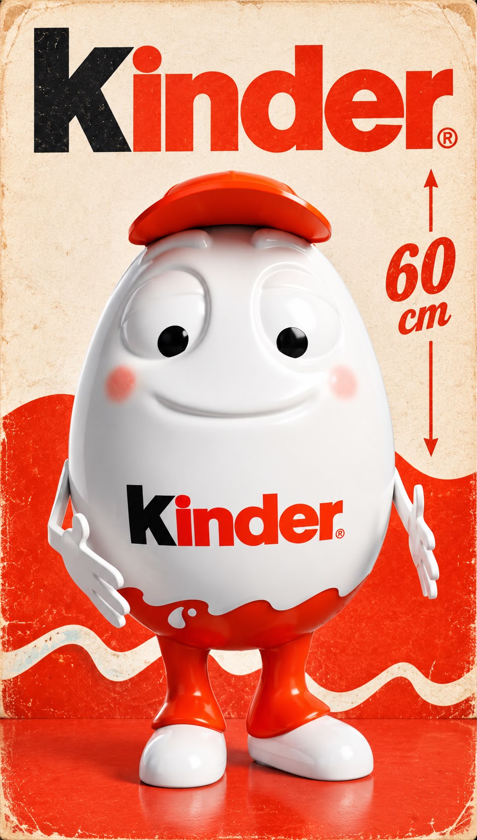 Kinderino mascotte 1980 – espositore pancia bianca
