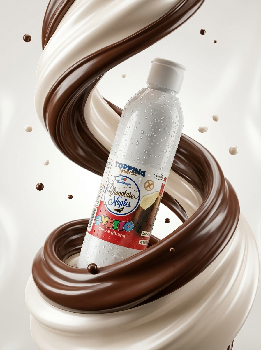 Topping Ovetto Chocolate Naples - Bottiglia squeeze cioccolato e crema al latte